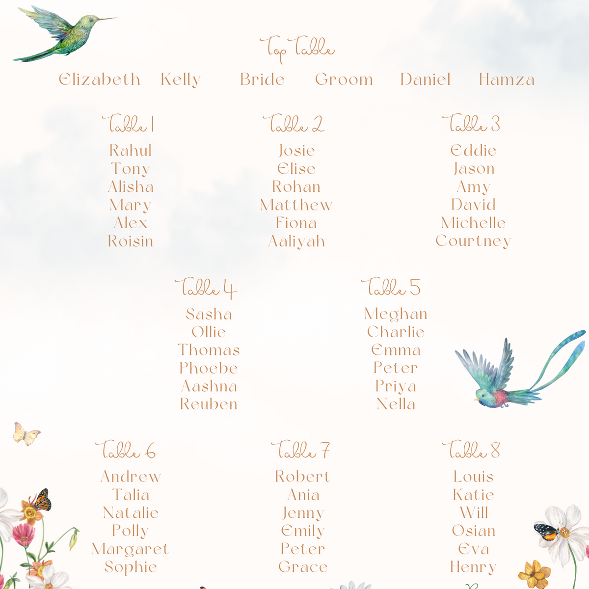 fairytale style wedding seating plan sign - affordable personalised wedding signs