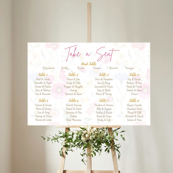 garden party personalised wedding seating plan - affordable custom seating plan