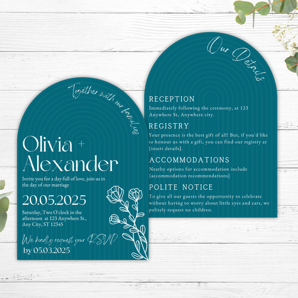 Teal Arch Wedding Invitations