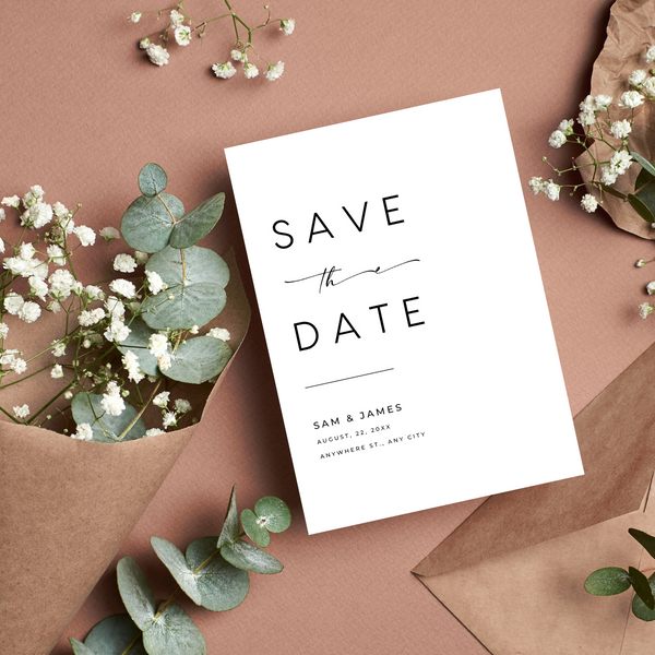 timeless white wedding save the date invites - affordable save the dates