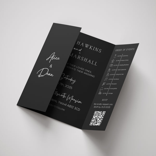 Timeless Black Gatefold Wedding Invitations