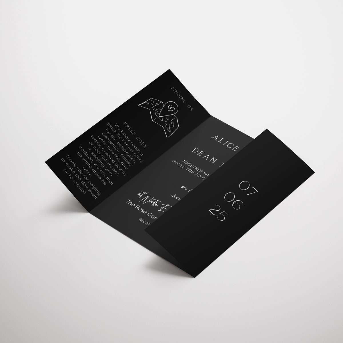 Timeless Black Gatefold Wedding Invitations