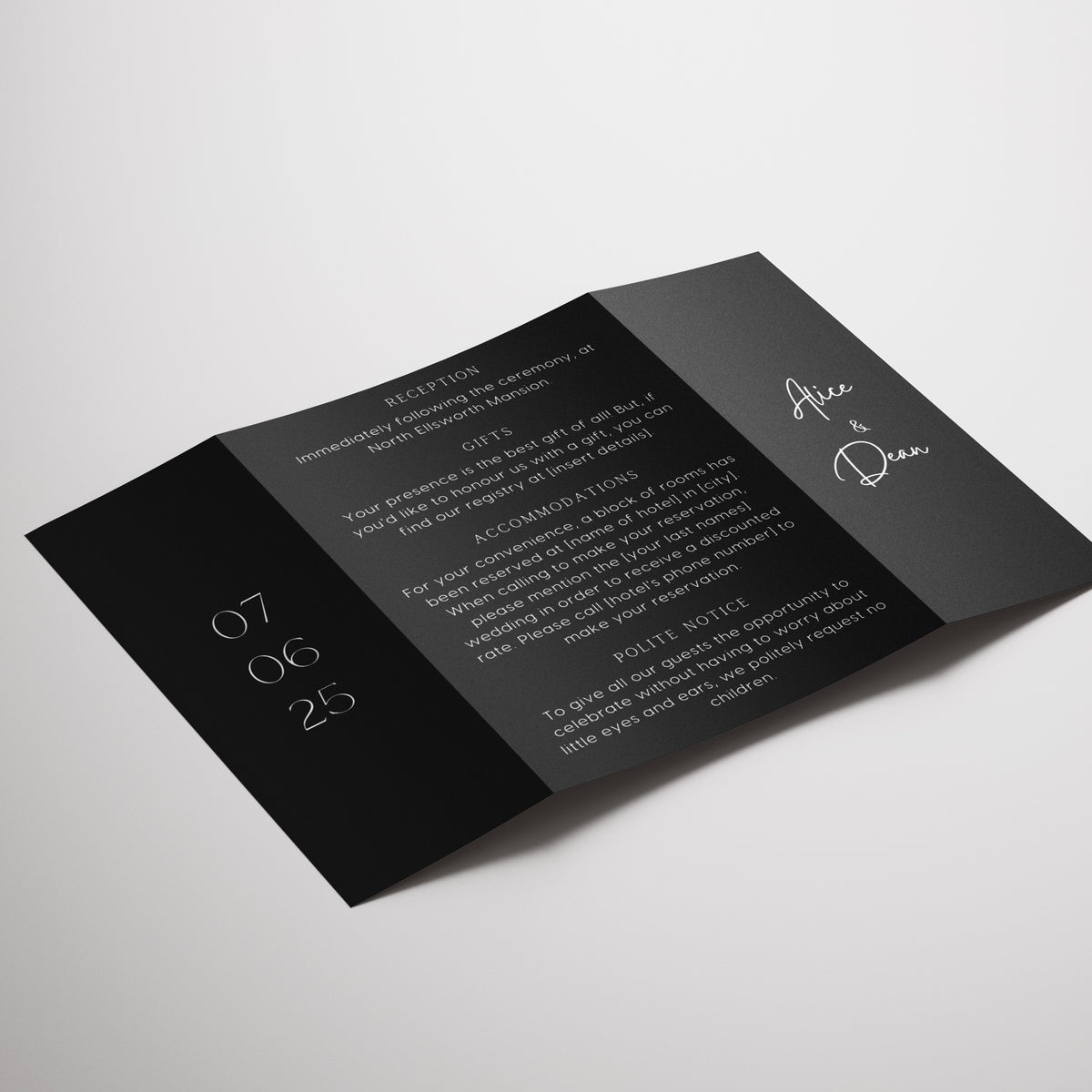 Timeless Black Gatefold Wedding Invitations