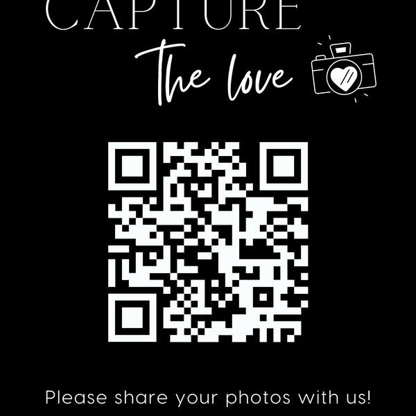 timeless black guest photo sharing QR code sign - personalised wedding reception sign