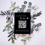 timeless black guest photo sharing QR code sign - personalised wedding reception sign