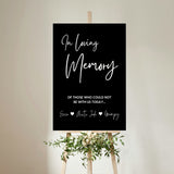 timeless black in loving memory table sign - affordable personalised wedding signs