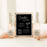 Timeless Black Wedding Signature Drinks Sign - Elegant signature drinks sign personalised