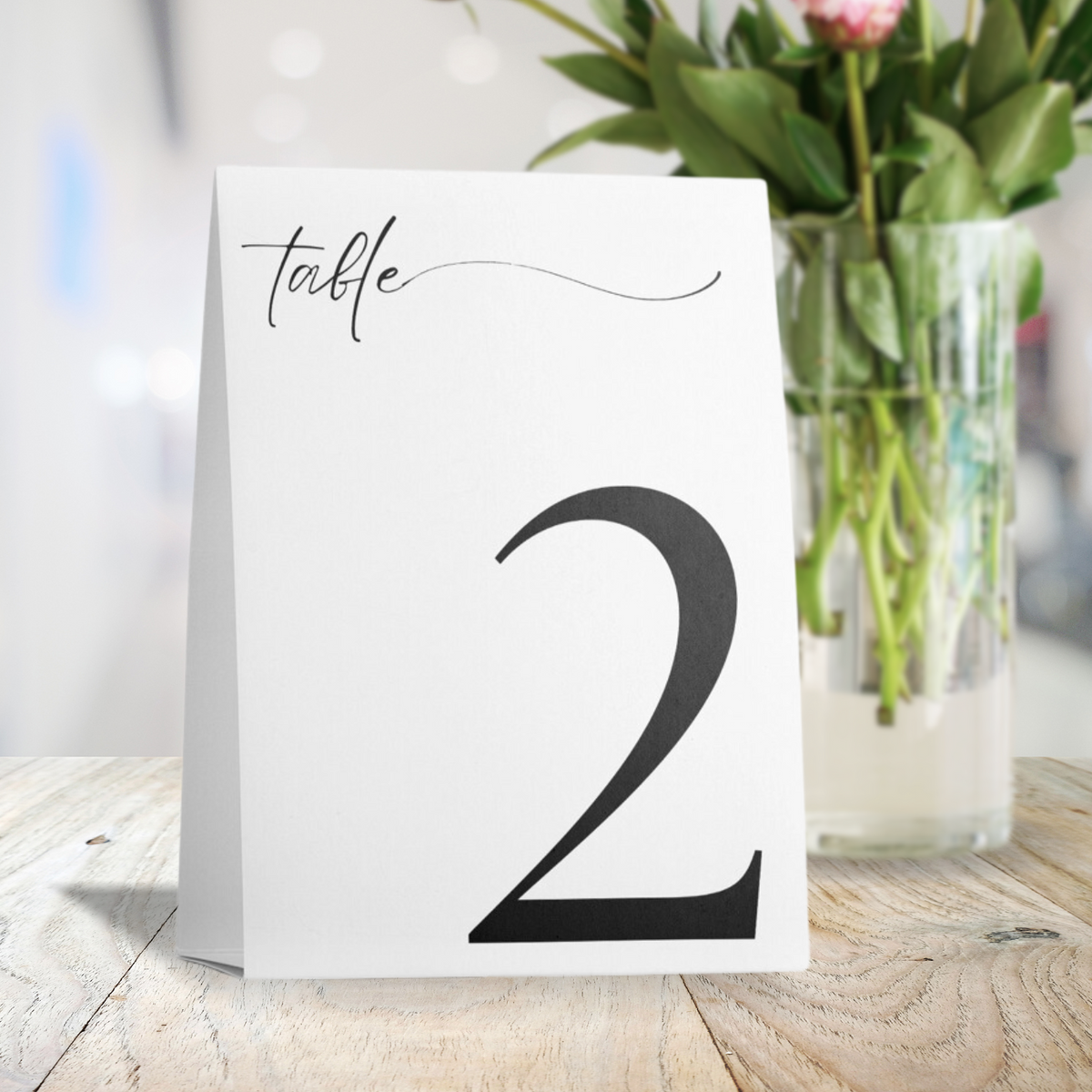 timeless white table numbers for wedding - personalised table number signs