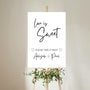 timeless white wedding sweet table sign - personalised love is sweet sign 