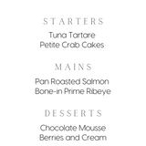 timeless white personalised wedding menu - affordable custom wedding menus