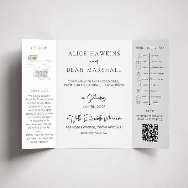 Timeless White Gatefold Wedding Invitations