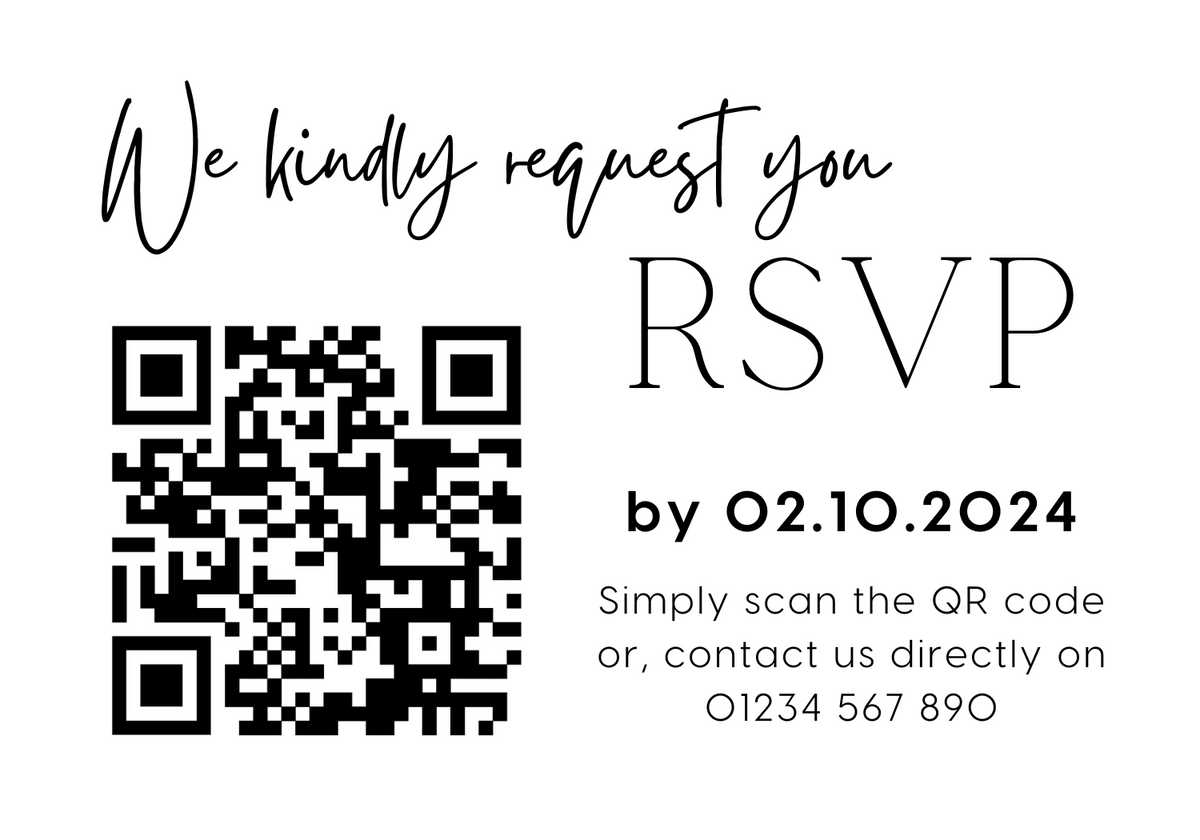 timeless white wedding RSVP with QR - personalised wedding RSVPs invitations