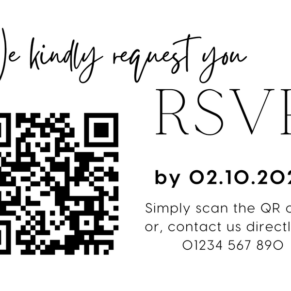 timeless white wedding RSVP with QR - personalised wedding RSVPs invitations