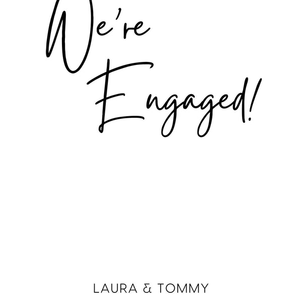 Timeless White "We're Engaged!" Engagement Party Sign