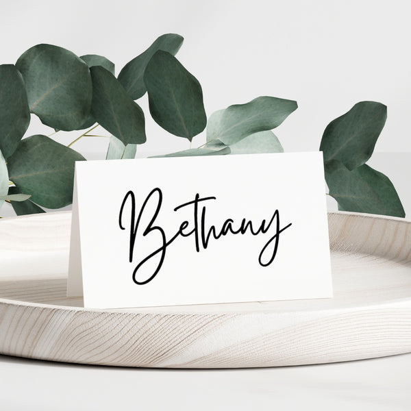 timeless white wedding place cards - personalised wedding name cards