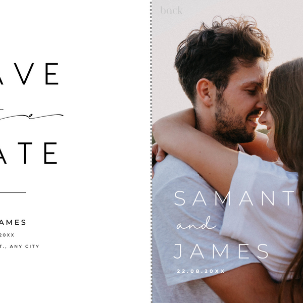 timeless white wedding save the date invites - affordable save the dates