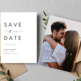 timeless white wedding save the date invites - affordable save the dates