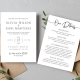 timeless style white wedding invites - personalised wedding invitations