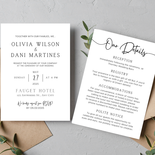 Timeless White Wedding Invitations