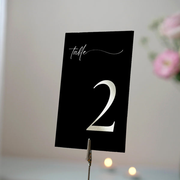 timeless black table number for wedding tables - luxury wedding table numbers personalised