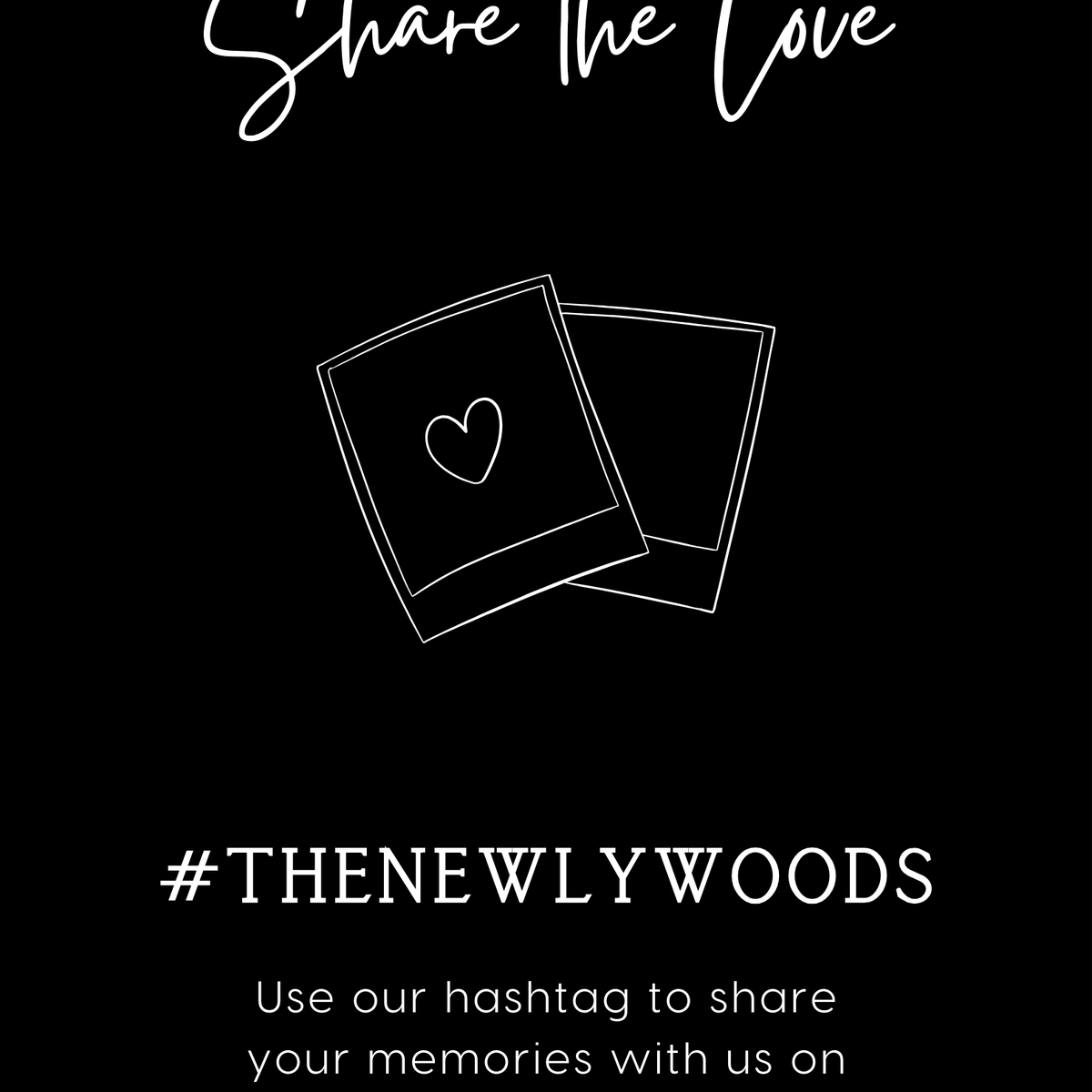 timeless black Wedding Hashtag Sign for Reception Display - Personalised wedding hashtag social media sign