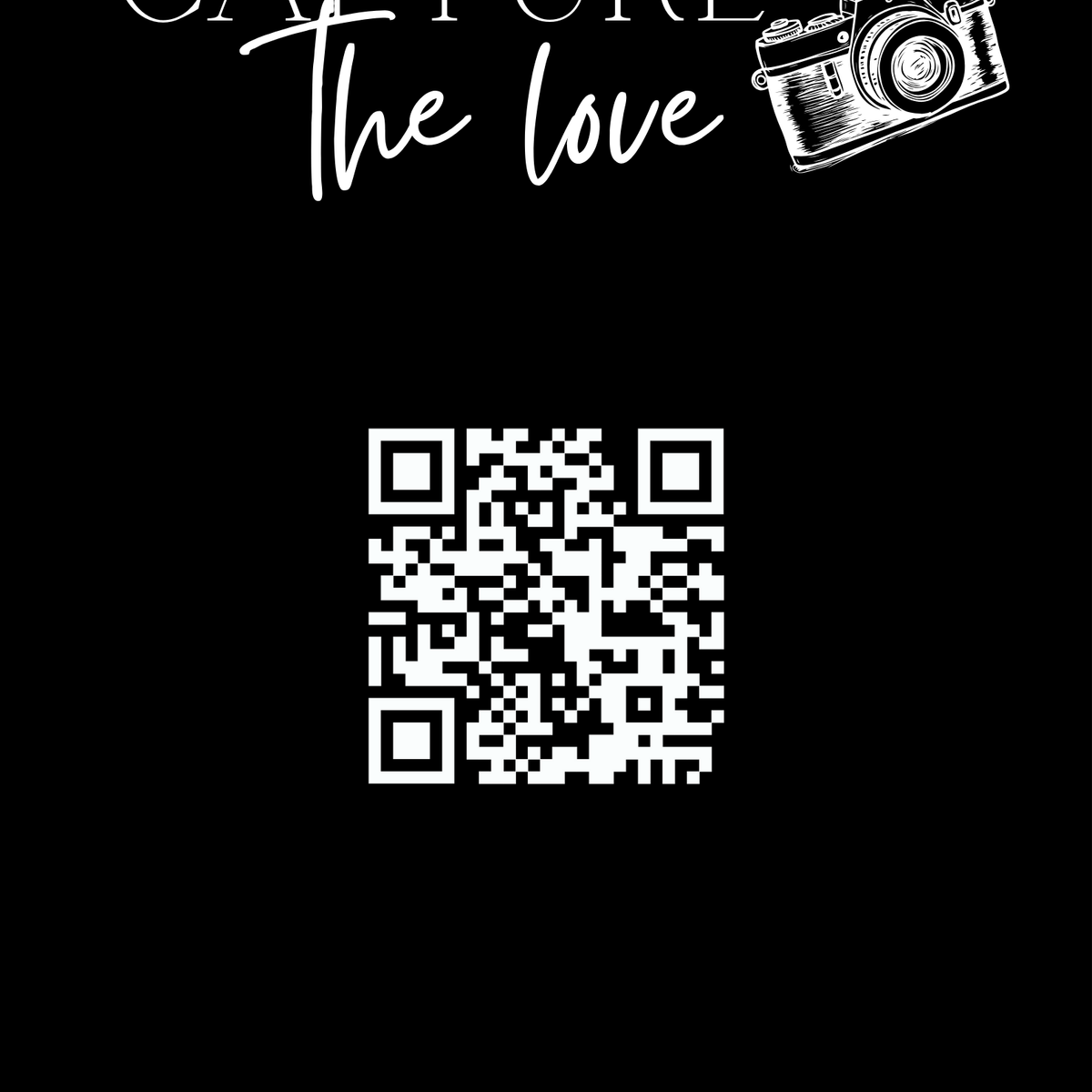 timeless black photo sharing qr code sign for wedding tables - luxury wedding table signage for guests to share photos