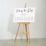 timeless white order of the day wedding sign - personalised wedding wedding sign, with a crisp white background and sophisticated black text