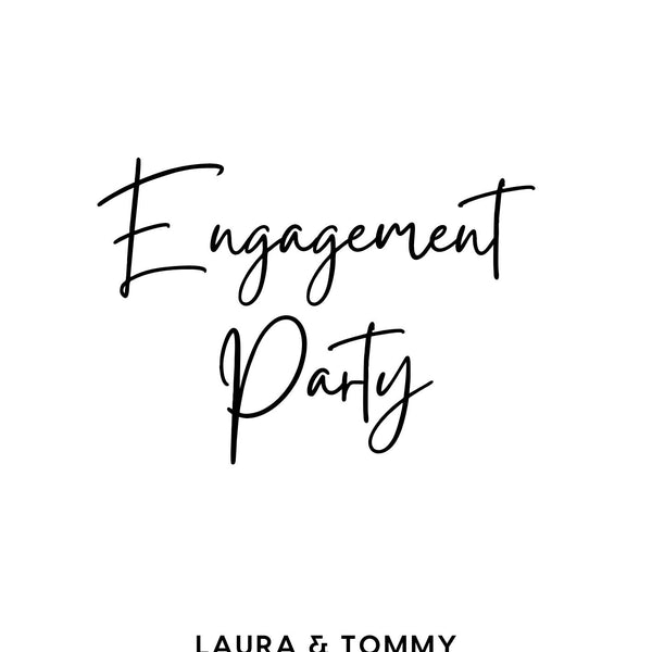 timeless white engagement party sign | personalised engagement party welcome board