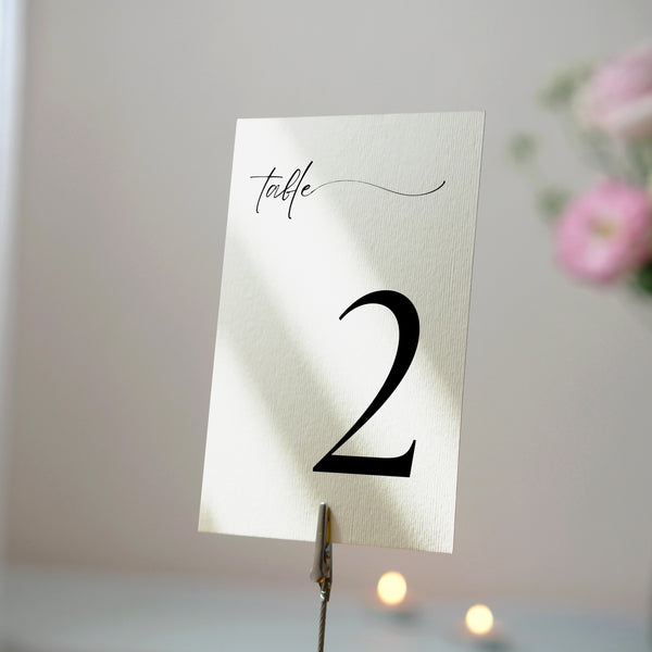 timeless white minimalist table number for wedding tables - luxury wedding table numbers personalised