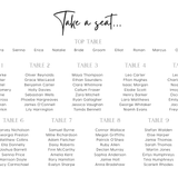 white wedding seating plan chart - personalised wedding board in timeless white