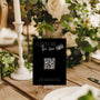 timeless black photo sharing qr code sign for wedding tables - luxury wedding table signage for guests to share photos