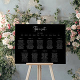 timeless black wedding seating plan sign - personalised wedding board
