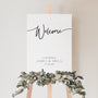 timeless white wedding welcome sign personalised - A custom wedding welcome sign, in a minimalist white design, featuring a plain white background and elegant black typography with your unique details