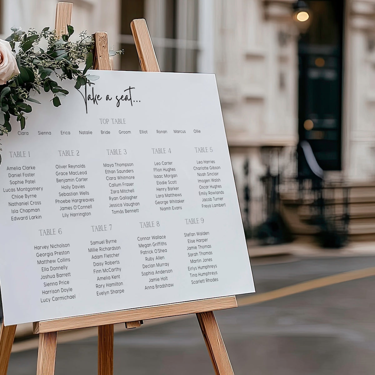 white wedding seating plan chart - personalised wedding board in timeless white