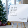 white welcome sign - Tis the season to be married winter wedding welcome sign - personalised wedding signage 