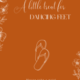 Toasted Amber wedding flip flops sign with burnt orange background and white botanical line art