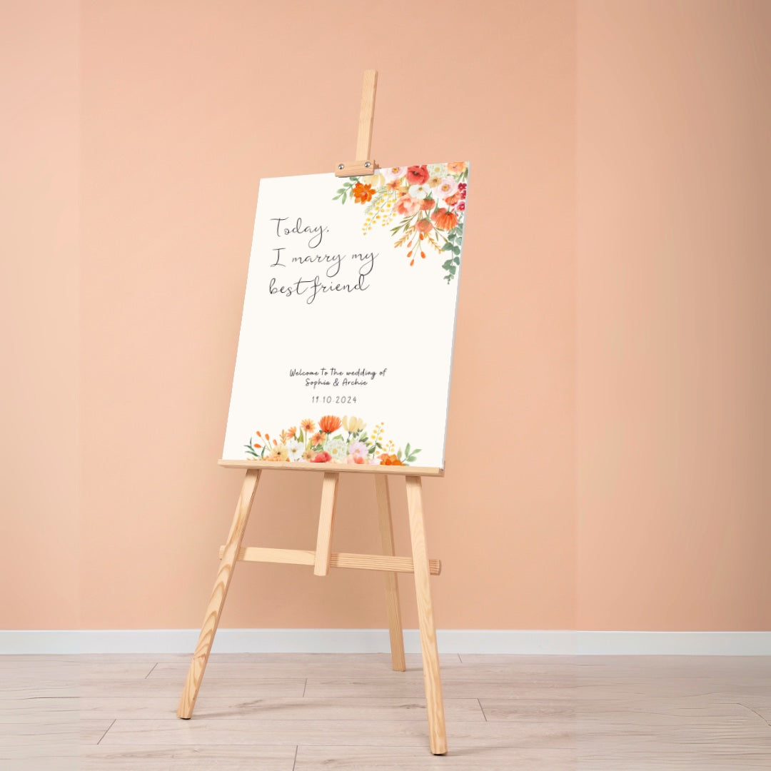 autumn wedding today I marry my best friend welcome sign - wedding ceremony welcome sign autumn colours