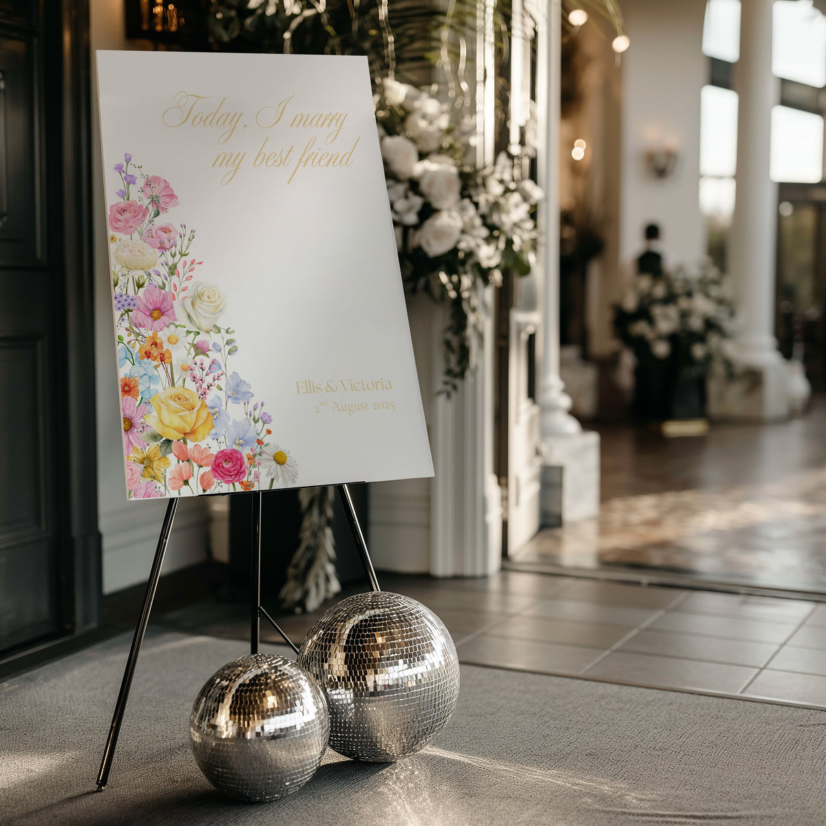 Summer Floral "Today, I Marry My Best Friend" Wedding Welcome Sign