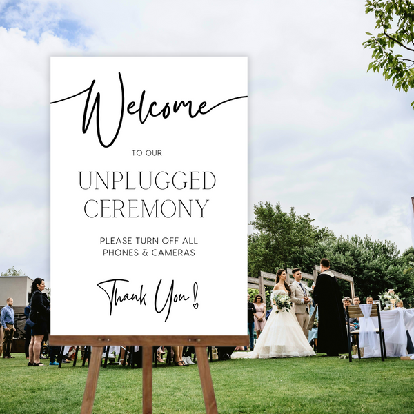 Timeless White Unplugged Ceremony Sign