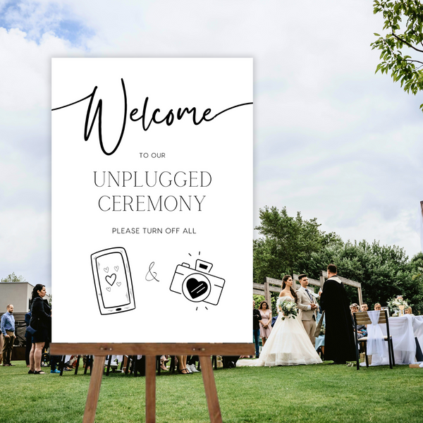 Timeless White Unplugged Ceremony Sign