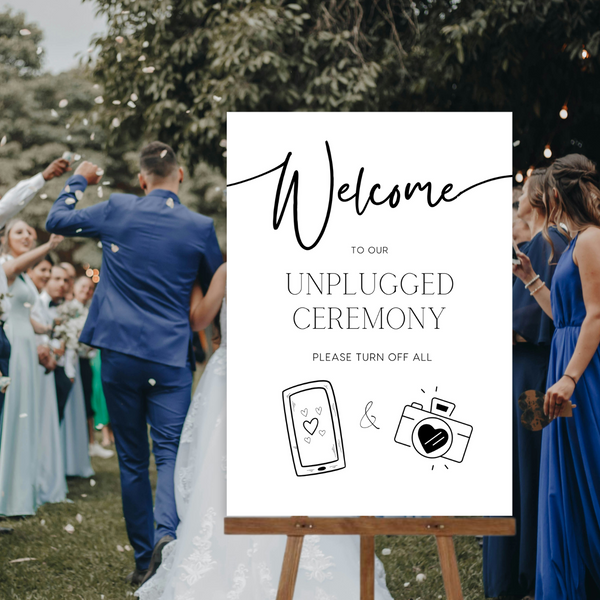 Timeless White Unplugged Ceremony Sign