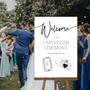 timeless white unplugged ceremony sign - affordable wedding ceremony signs