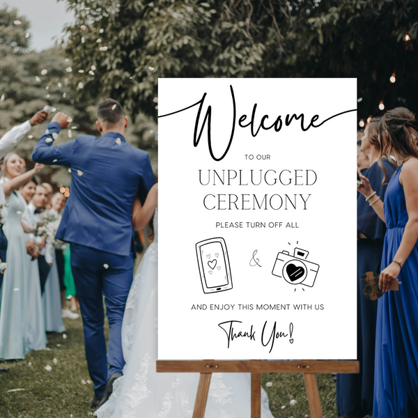 Timeless White Unplugged Ceremony Sign