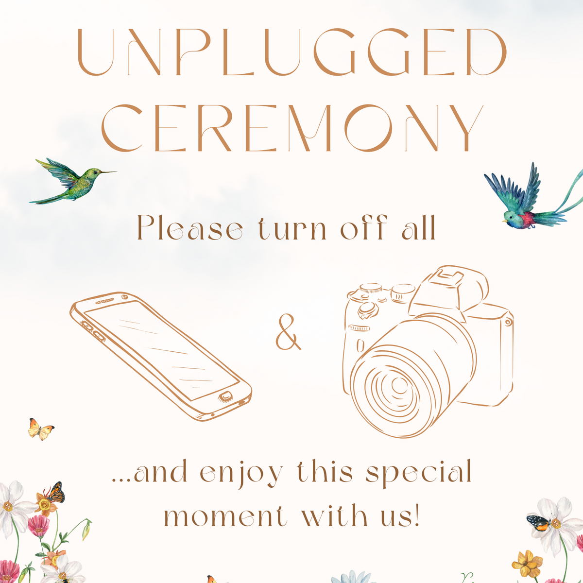 fairytale style wild flowers unplugged ceremony sign - personalised wedding signs