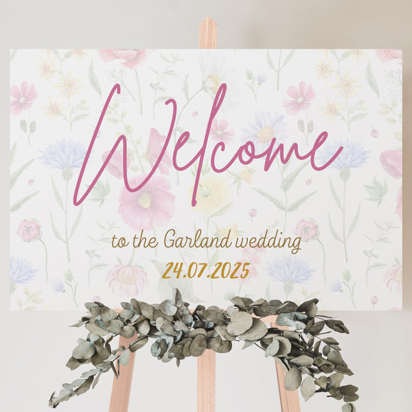 garden party wedding welcome sign - personalised wedding welcome sign