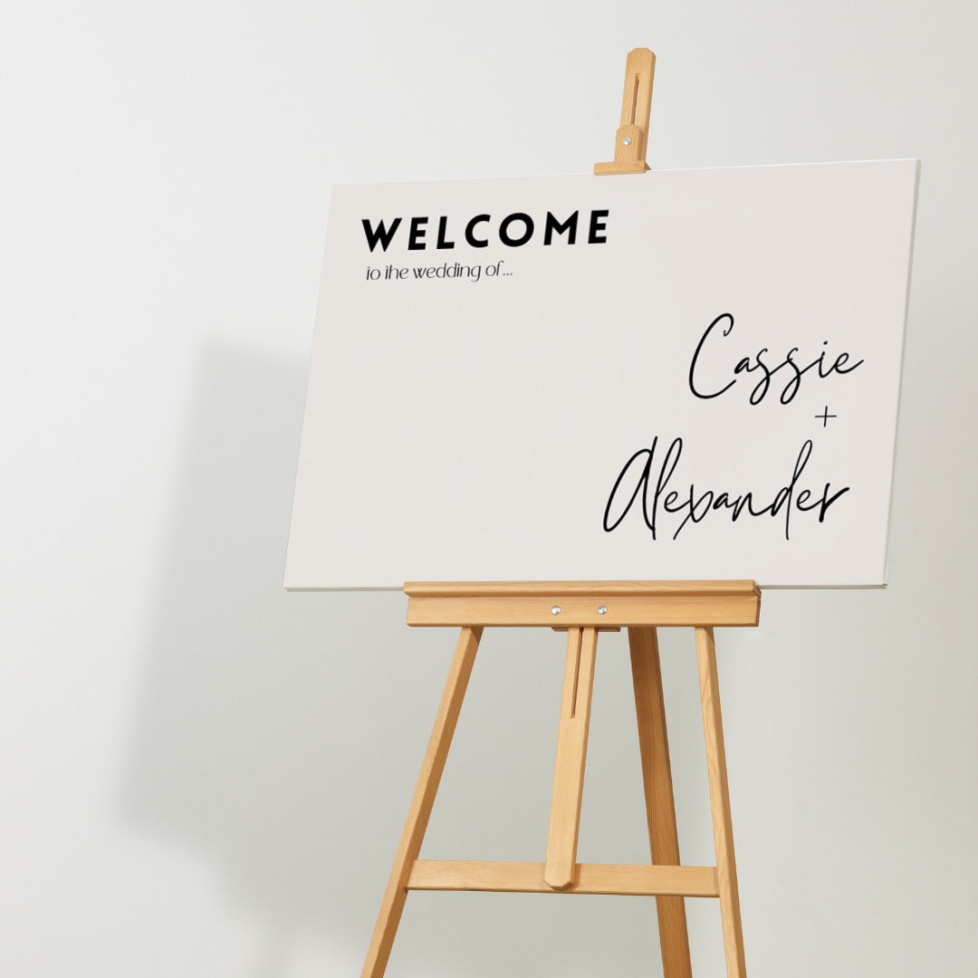 modern personalised wedding welcome sign landscape - affordable personalised wedding signs