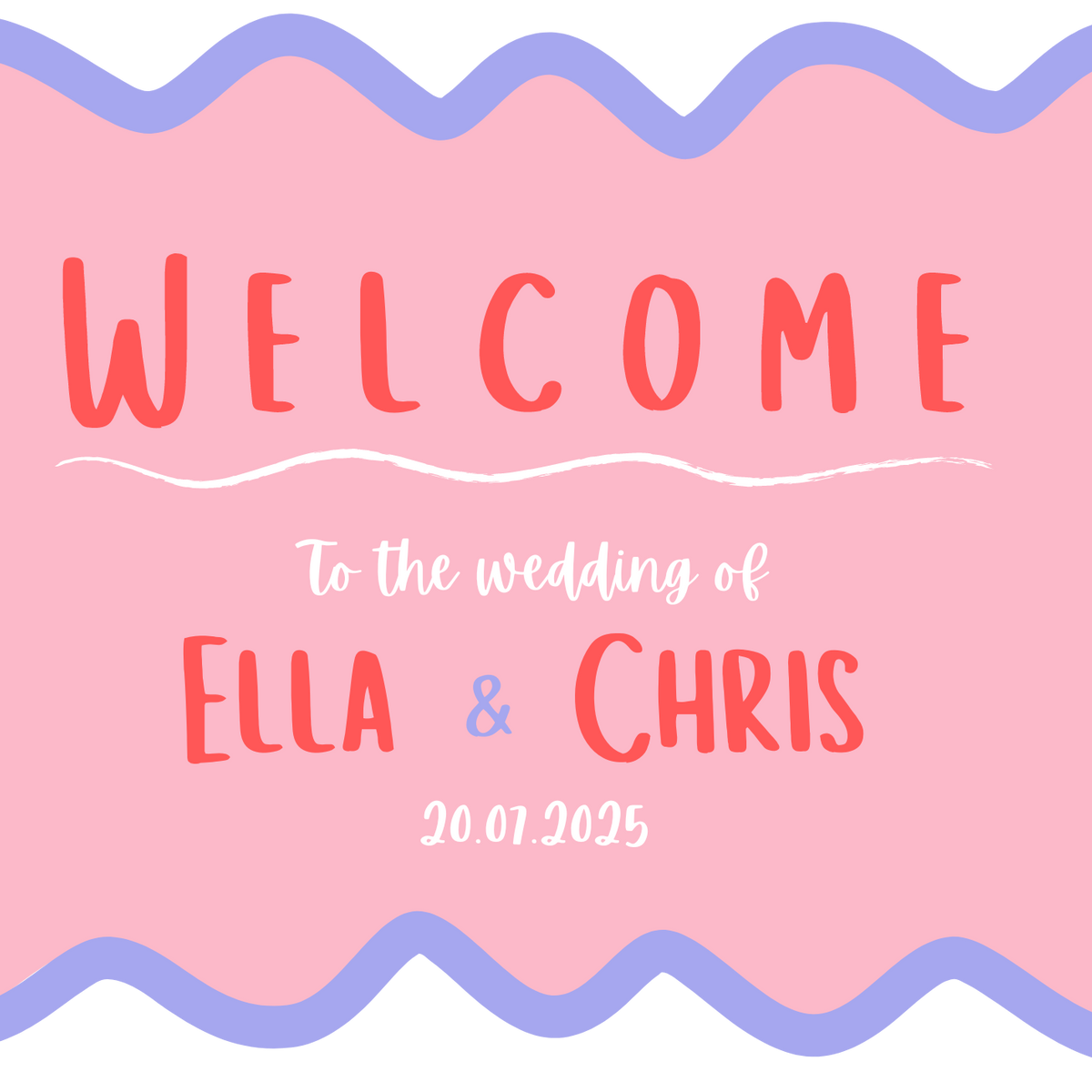 pink and red abstract wedding welcome sign - affordable wedding signage