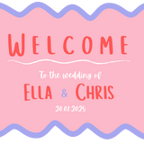 pink and red abstract wedding welcome sign - affordable wedding signage