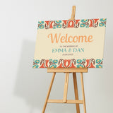 retro cream wedding welcome sign - affordable personalised wedding signs