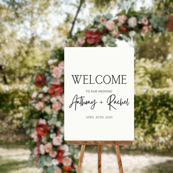 minimalist wedding welcome sign - affordable personalised welcome signs